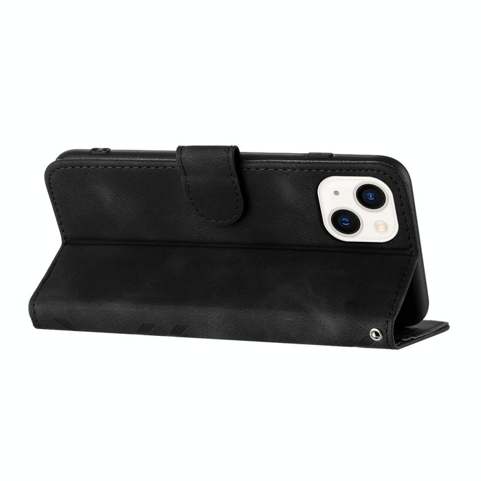 Line Pattern Skin Feel Leather Phone Case For Iphone 15