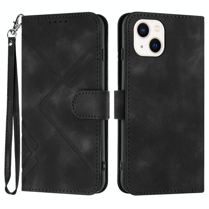 Line Pattern Skin Feel Leather Phone Case For Iphone 15