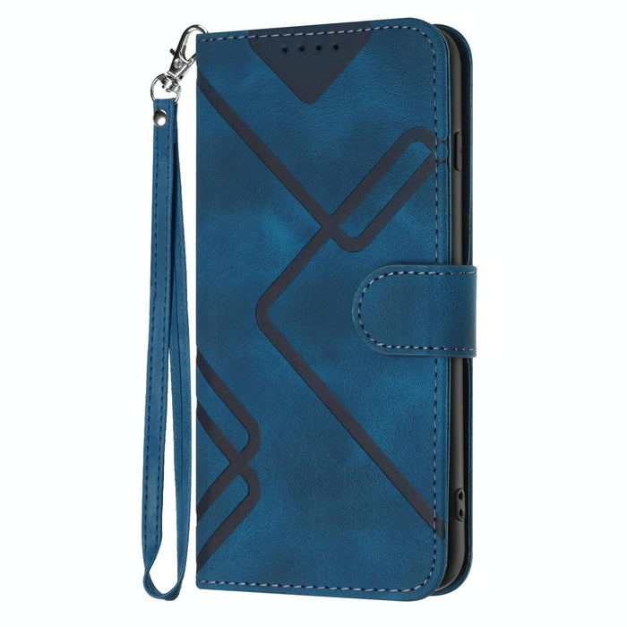 Line Pattern Skin Feel Leather Phone Case For Iphone 15