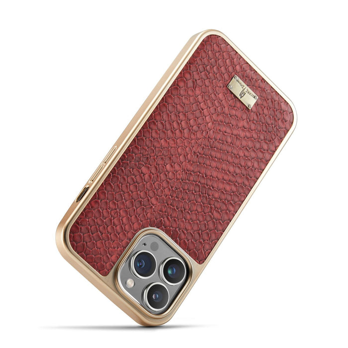 Fierre Shann Snake Texture Electroplating Pu Phone Case