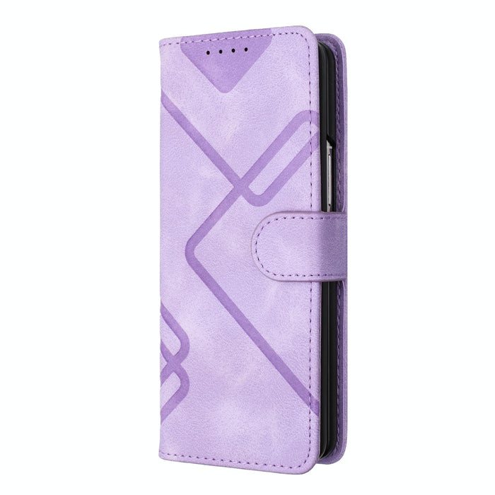 Leather Phone Case With Line Pattern Smooth Skin Feel