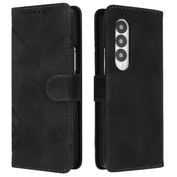 Leather Phone Case With Line Pattern Smooth Skin Feel