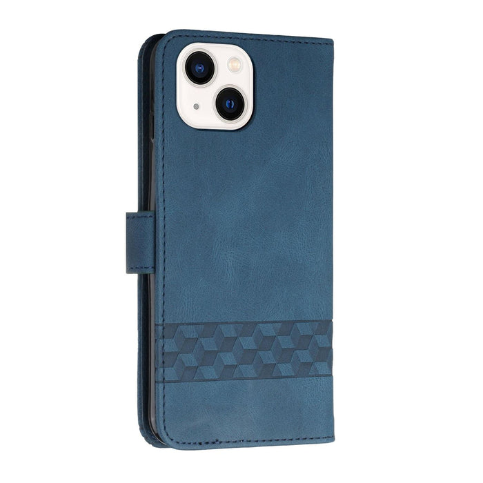 Cubic Skin Feel Flip Leather Phone Case For Iphone 15