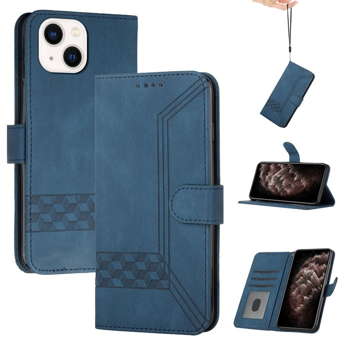 Cubic Skin Feel Flip Leather Phone Case For Iphone 15