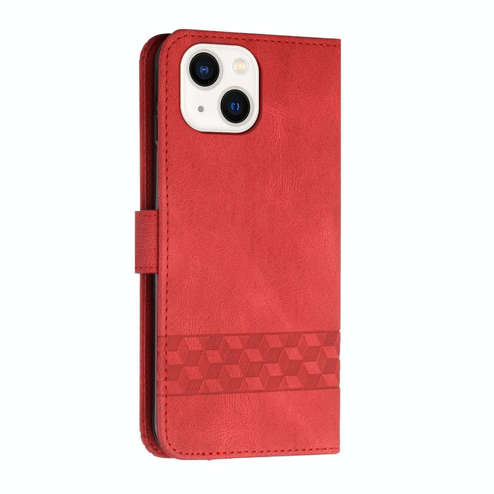 Cubic Skin Feel Flip Leather Phone Case For Iphone 15