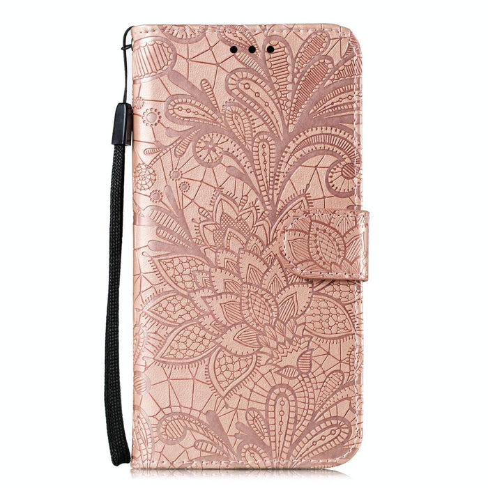 Lace Flower Embossing Flip Leather Phone Case For Iphone 15