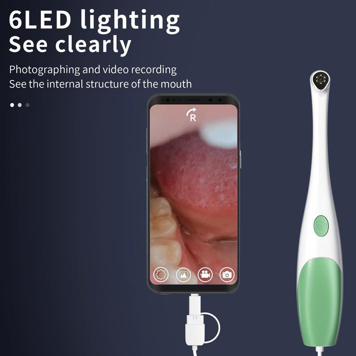 6Leds 1080P 3 In 1 Visible Oral Endoscope Green