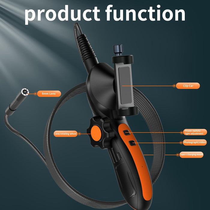 F180 8Mm Lens 360 Degree Free Spins Automotive Repair Endoscope Spec 1M Soft Tube