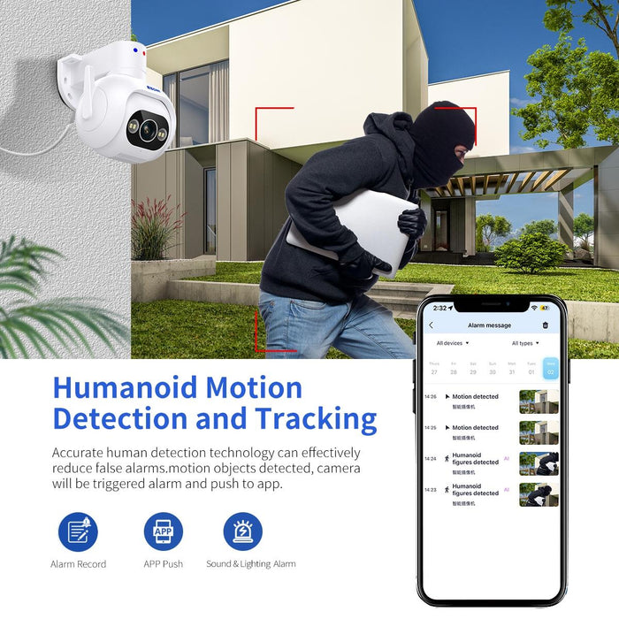 Hd 4Mp Humanoid Detection Tracking Wifi Connection Sound Alarm Intelligent Night Vision H.265 Camera