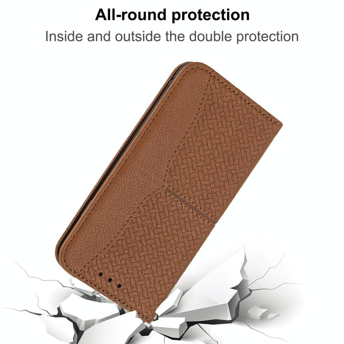 Woven Texture Stitching Magnetic Leather Phone Case