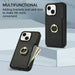 Ring Card Litchi Leather Back Phone Case For Iphone 15