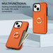 Ring Card Litchi Leather Back Phone Case For Iphone 15