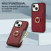 Ring Card Litchi Leather Back Phone Case For Iphone 15