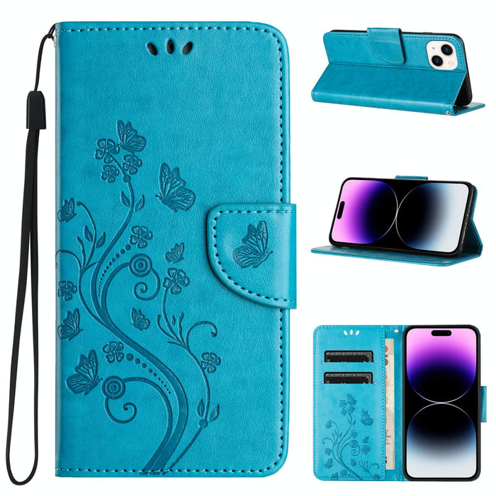 Butterfly Flower Pattern Flip Leather Phone Case For Iphone