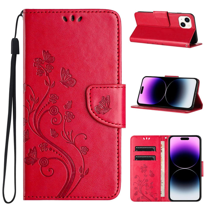 Butterfly Flower Pattern Flip Leather Phone Case For Iphone