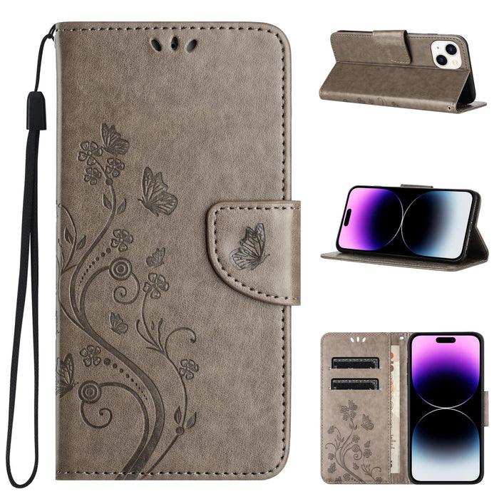 Butterfly Flower Pattern Flip Leather Phone Case For Iphone