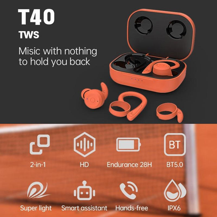 T&G T40 Tws Ipx6 Waterproof Hanging Ear Wireless Bluetooth Earphones With Charging Box