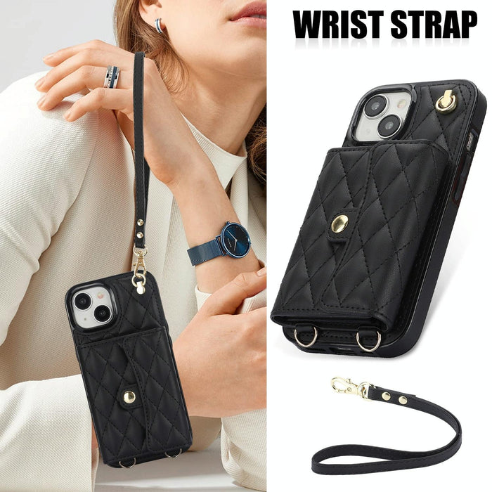 Crossbody Rhombic Horizontal Wallet Leather Phone Case