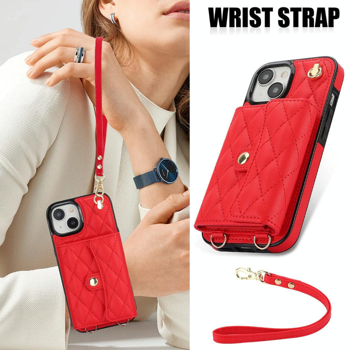 Crossbody Rhombic Horizontal Wallet Leather Phone Case