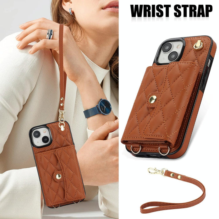 Crossbody Rhombic Horizontal Wallet Leather Phone Case