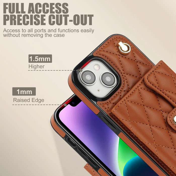 Crossbody Rhombic Horizontal Wallet Leather Phone Case