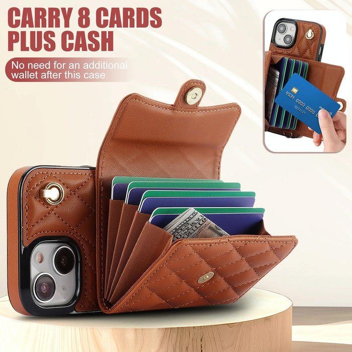 Crossbody Rhombic Horizontal Wallet Leather Phone Case