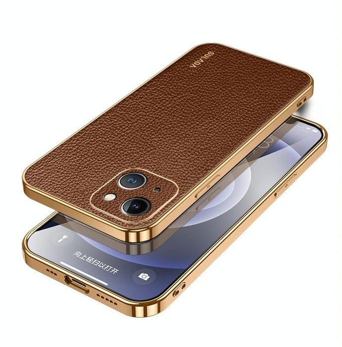 Sulada Tpu Litchi Texture Leather Phone Case For Iphone 15