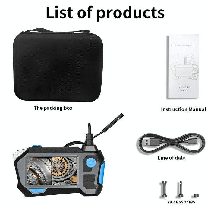 Rotatable 8Mm Dual Lenses Industrial Endoscope With Screen 9Mm Tail Pipe Diameter Spec 2M Tube