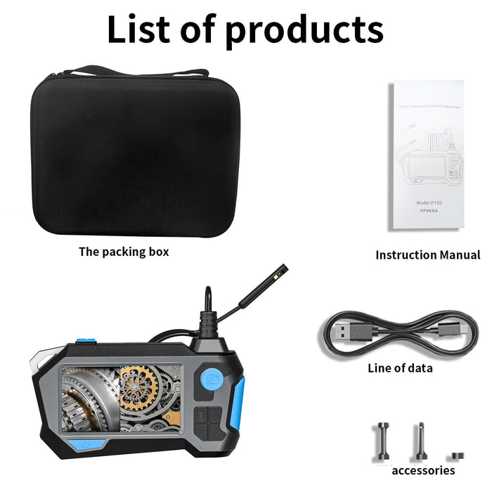 Rotatable 8Mm Dual Lenses Industrial Endoscope With Screen 9Mm Tail Pipe Diameter Spec 10M Tube