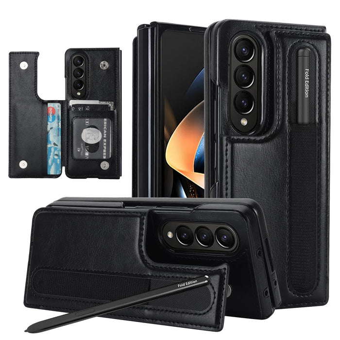 Foldable Phone Case With Double Buckle And Pen Slot