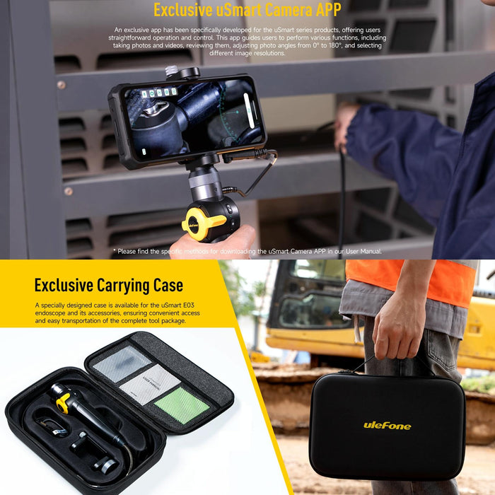 Ulefone Usmart E03 Rotatable Endoscope Ip67 Waterproof For Armor 24 / 21 / 19 / 18T / 18T Ultra / Armor Pad Black