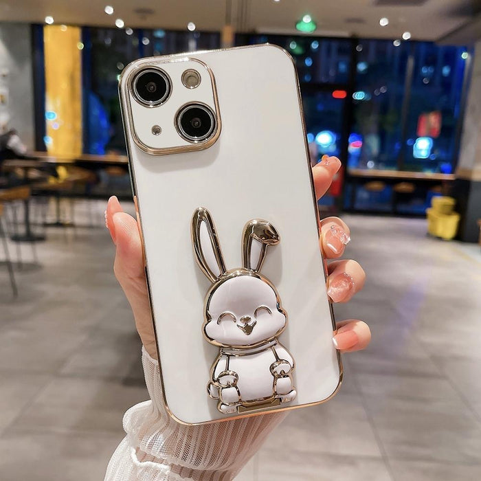 Plating Rabbit Holder Phone Case For Iphone 15