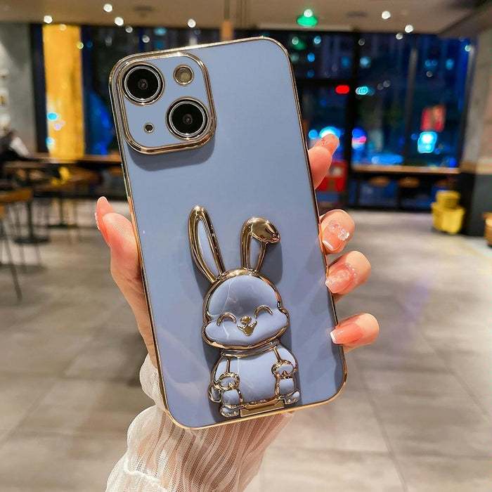 Plating Rabbit Holder Phone Case For Iphone 15