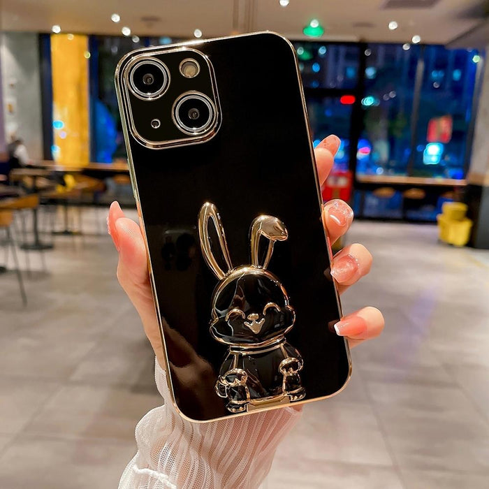 Plating Rabbit Holder Phone Case For Iphone 15