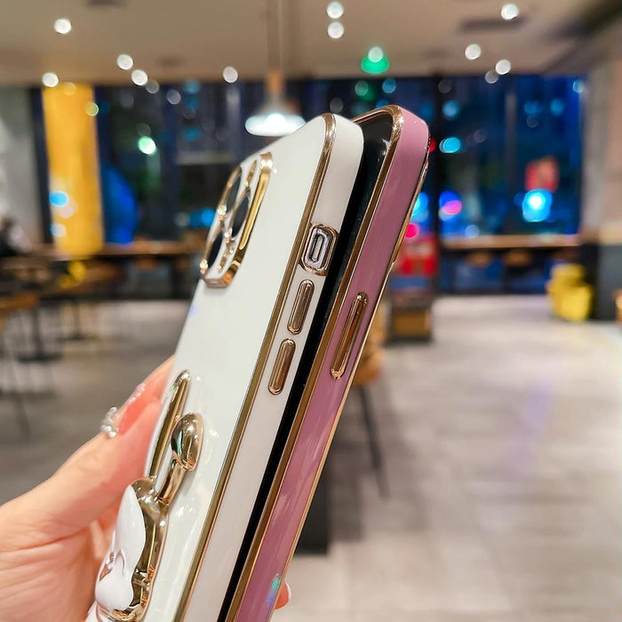 Plating Rabbit Holder Phone Case For Iphone 15