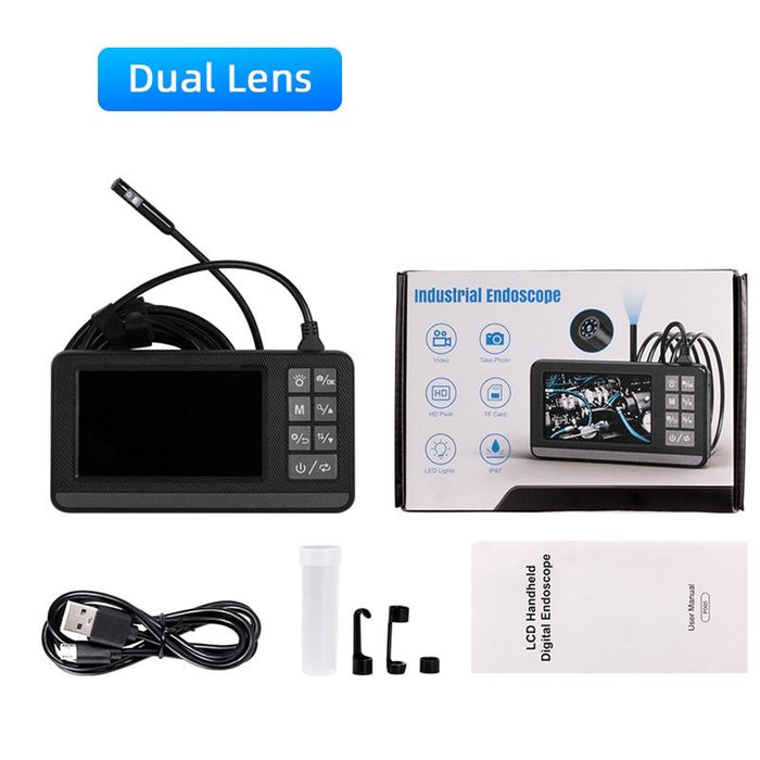 8Mm Dual Lenses Industrial Pipeline Endoscope With 4.3 Inch Hd Screen Spec 1M Tube
