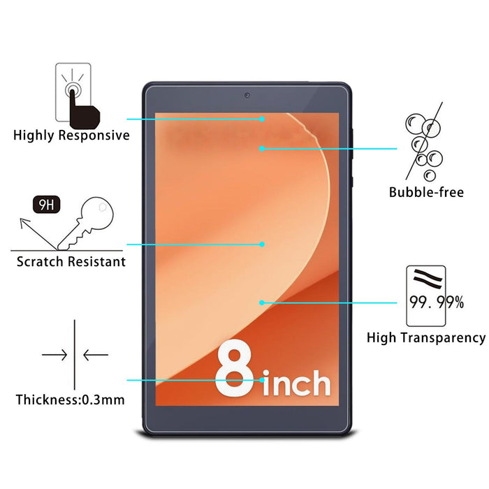 For Luca Te084 M4V1-B 8.0 2Pcs 0.3Mm 9H Explosion-Proof Tempered Tablet Glass Film