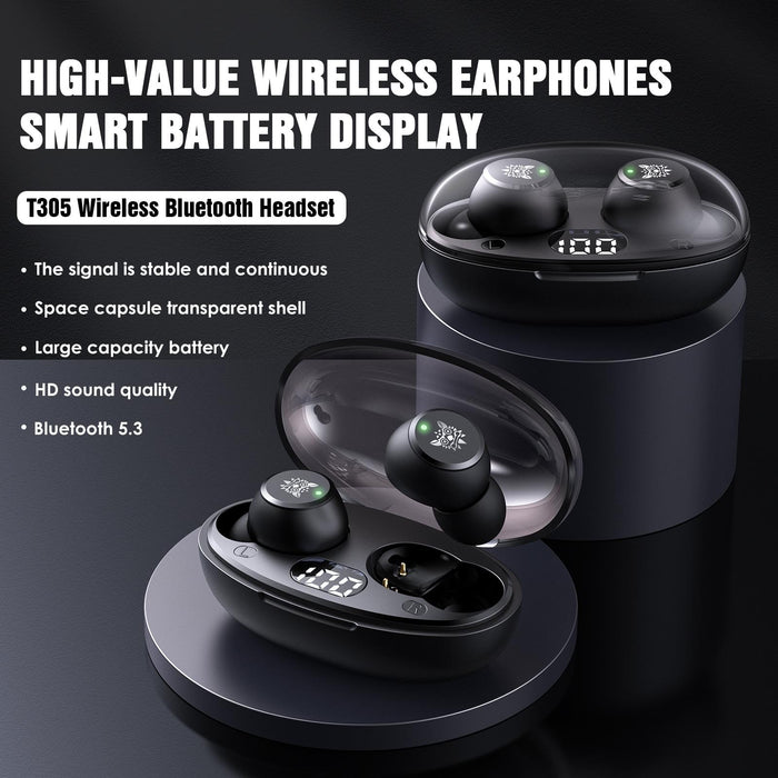 T305 Digital Display Wireless Bluetooth Earphone