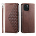 Cubic Grid Calf Texture Magnetic Leather Phone Case