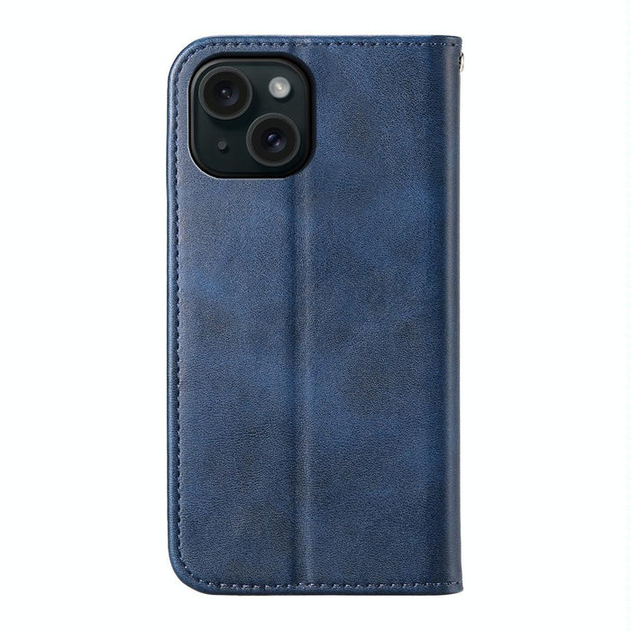 Cubic Grid Calf Texture Magnetic Leather Phone Case