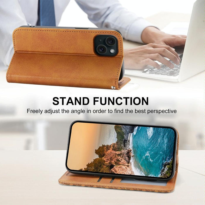 Cubic Grid Calf Texture Magnetic Leather Phone Case