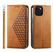 Cubic Grid Calf Texture Magnetic Leather Phone Case