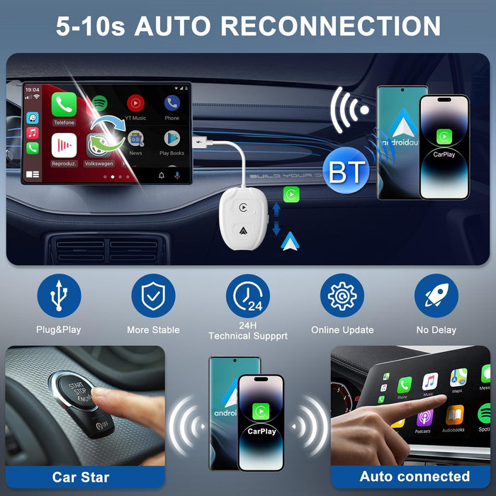 Wireless Carplay / Android Auto Adapter for Usb & Usb-c