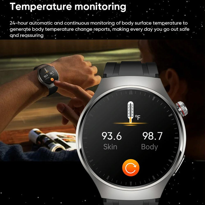 1.43 Inch Amoled Ip67 Smart Call Watch Support Ecg / Body Temperature / Blood Glucose Monitoring