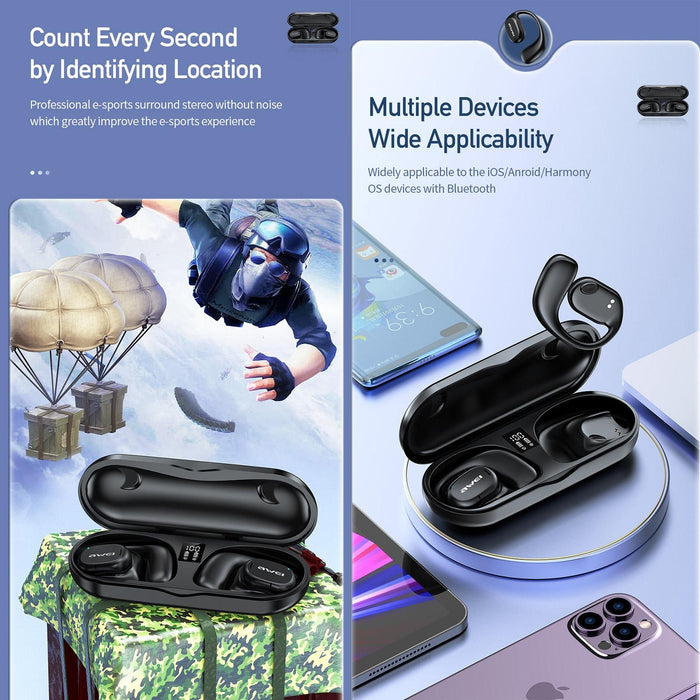 T69 Air Conduction Sport Tws Bluetooth Earbuds Black