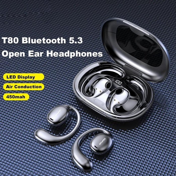 T80 Air Conduction Sport Tws Bluetooth Earbuds Black