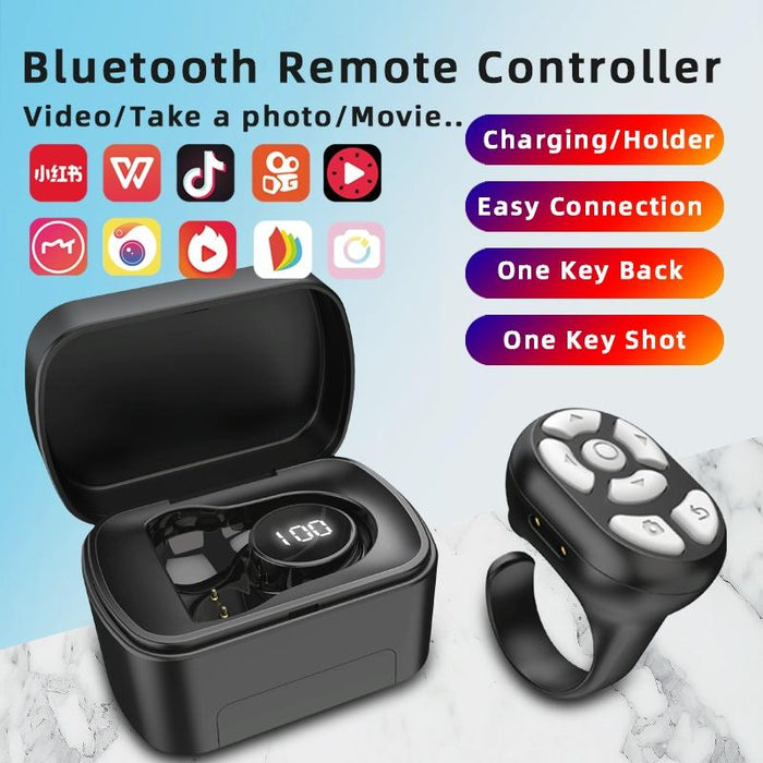 Wireless Bluetooth Ring Remote With Charging Case