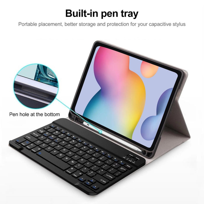 For Samsung Galaxy Tab A9 Square Cap Bluetooth Keyboard Leather Case With Pen Slot