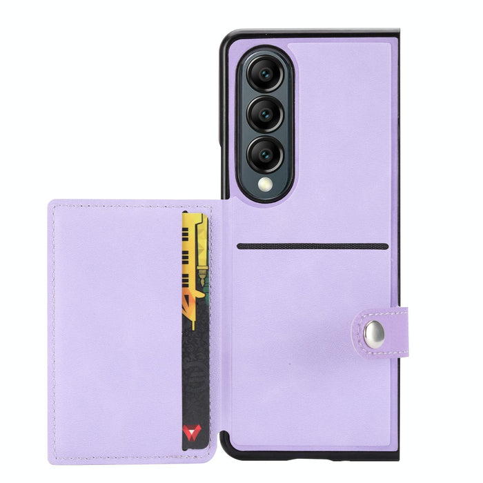 Litchi Pattern Single Button Card Holder Phone Case