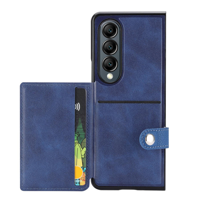 Litchi Pattern Single Button Card Holder Phone Case